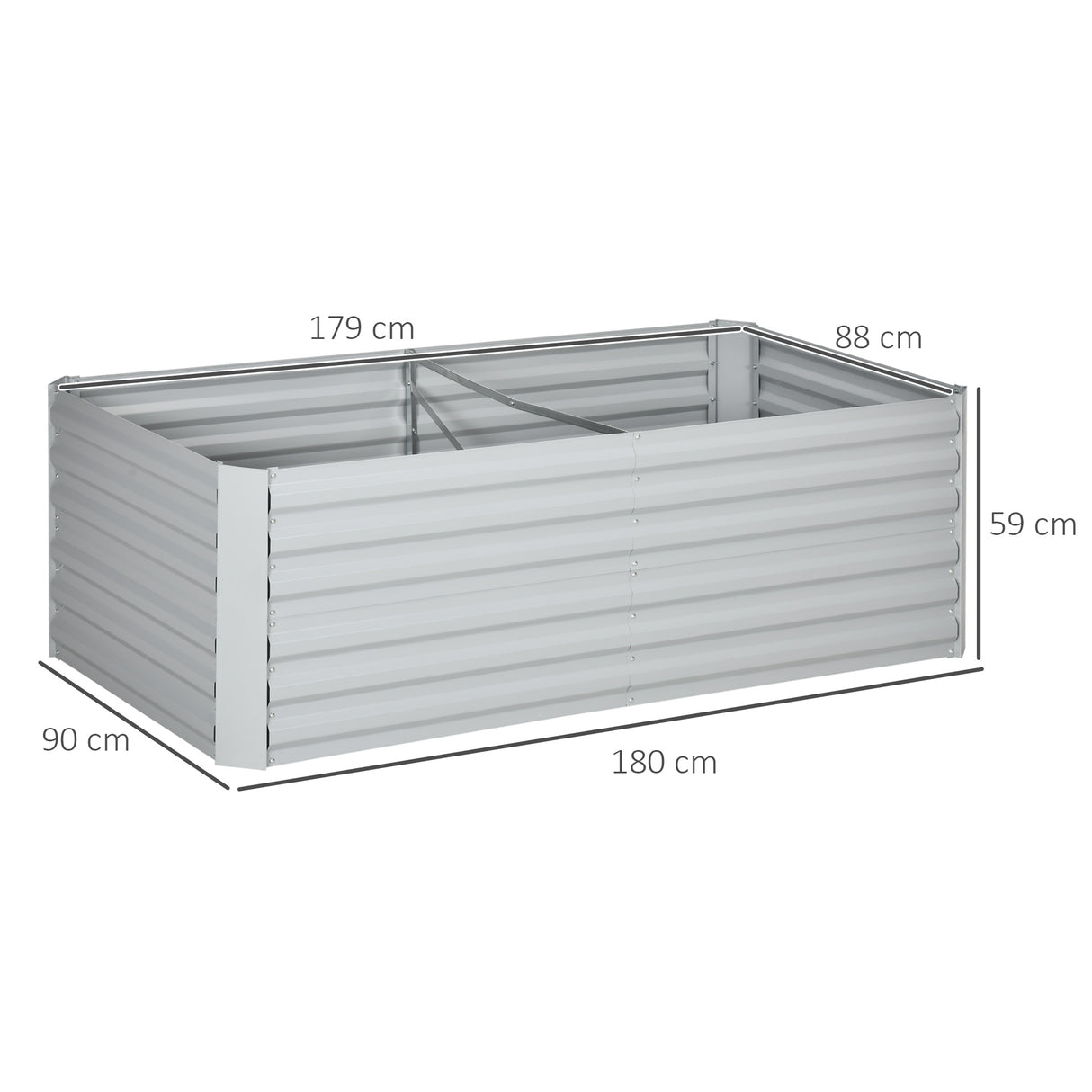 Galvanised Steel Outdoor Garden Planter Box 180cm Wide - Velmora