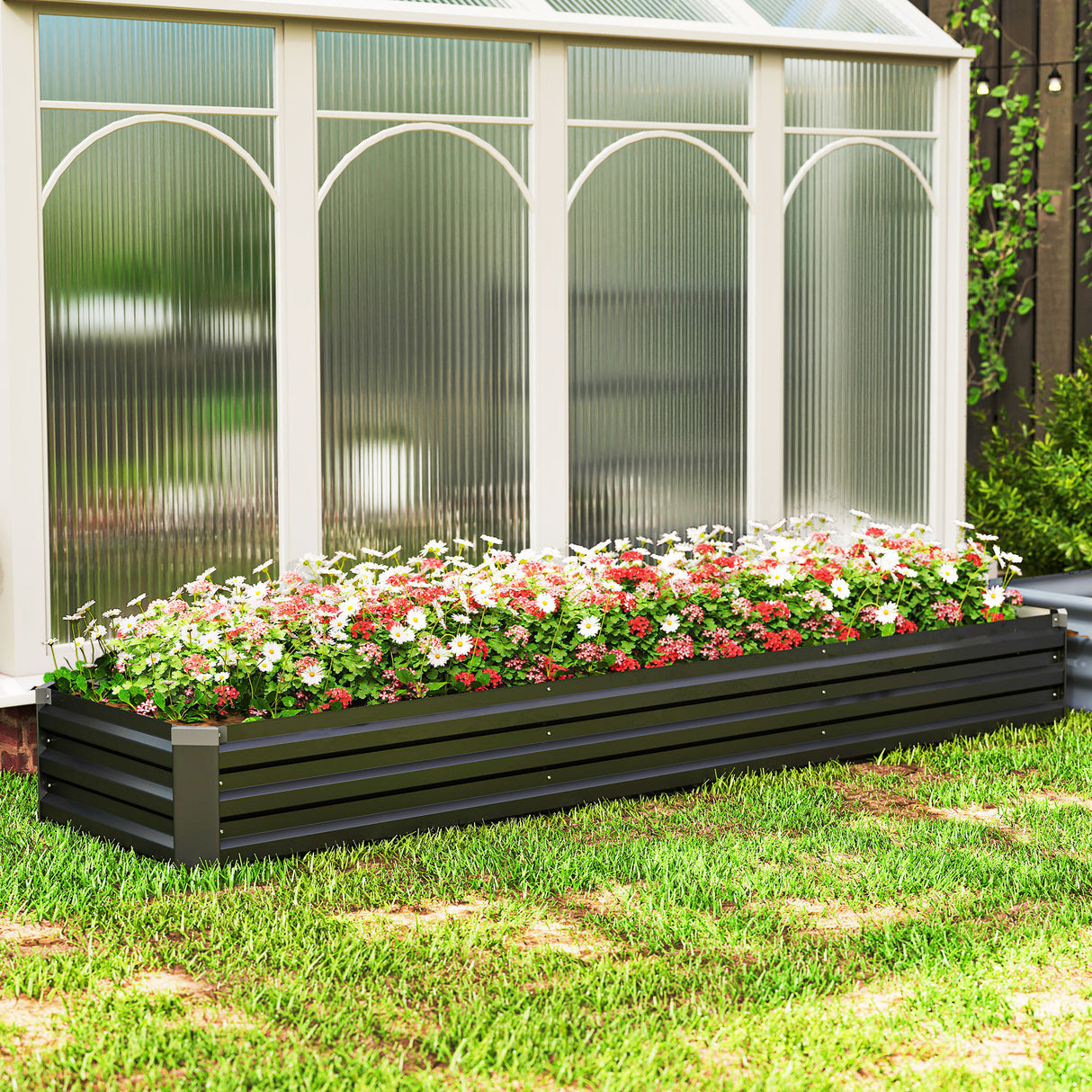 Galvanised Steel Outdoor Garden Planter Box 240cm Wide - Velmora