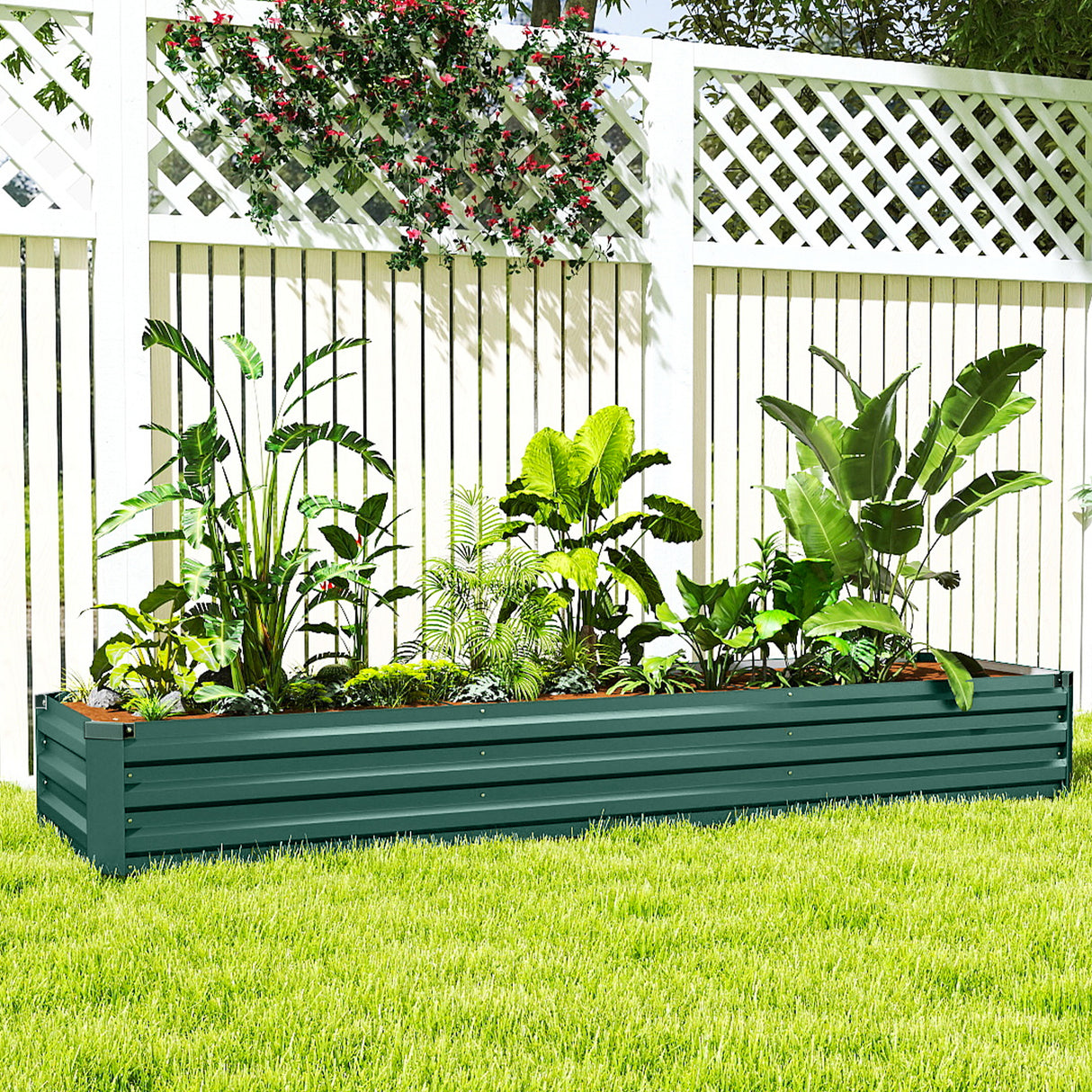 Galvanised Steel Outdoor Garden Planter Box 240cm Wide - Velmora