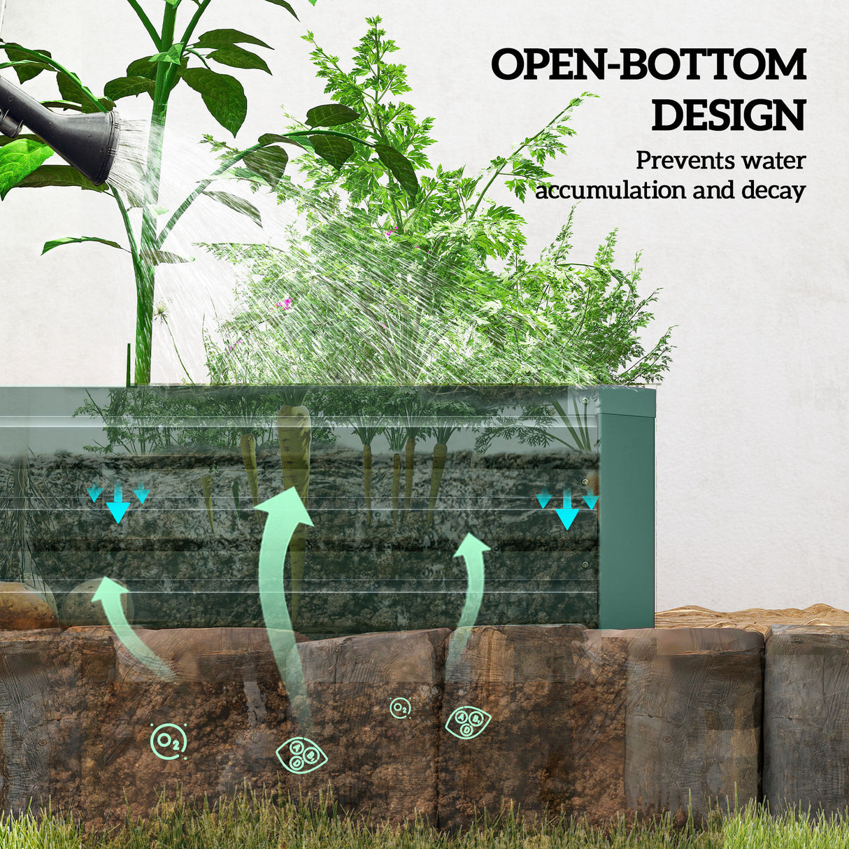 Galvanised Steel Outdoor Garden Planter Box 240cm Wide - Velmora