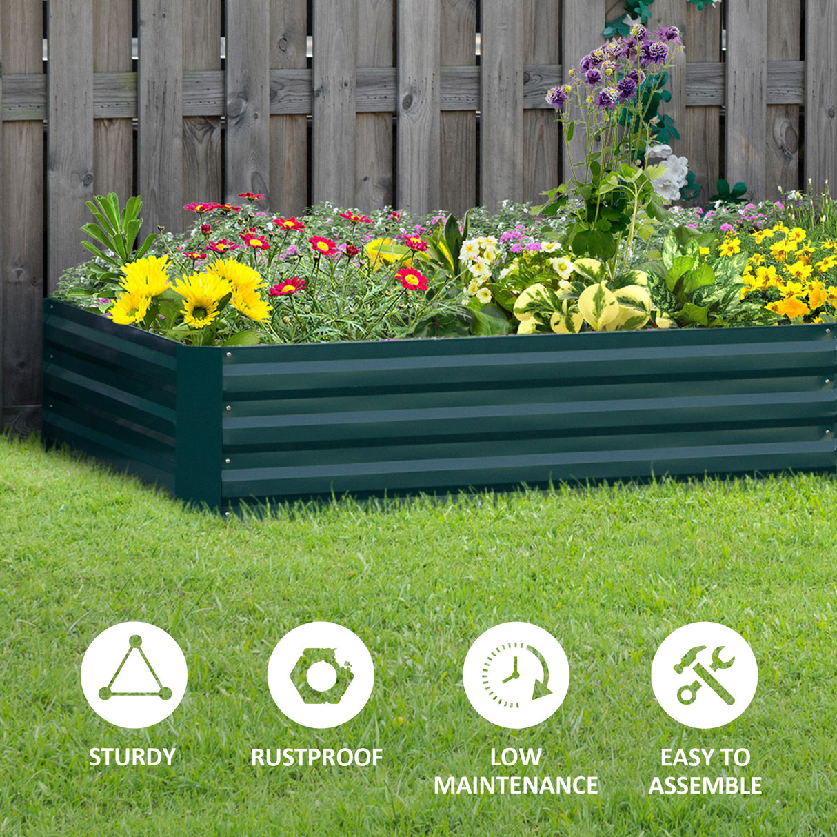 Galvanised Steel Outdoor Garden Planter Box 241cm Wide - Velmora
