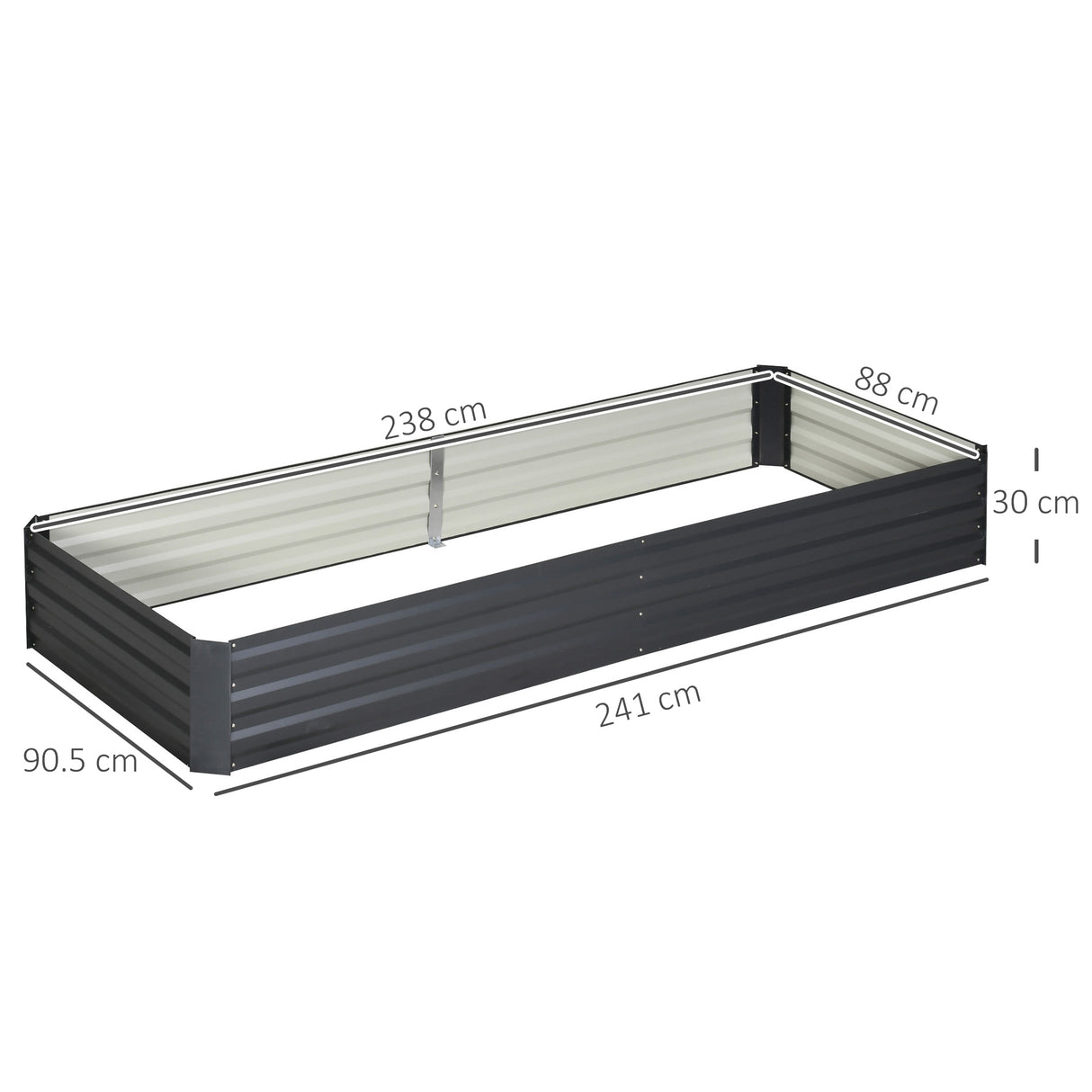 Galvanised Steel Outdoor Garden Planter Box 241cm Wide - Velmora
