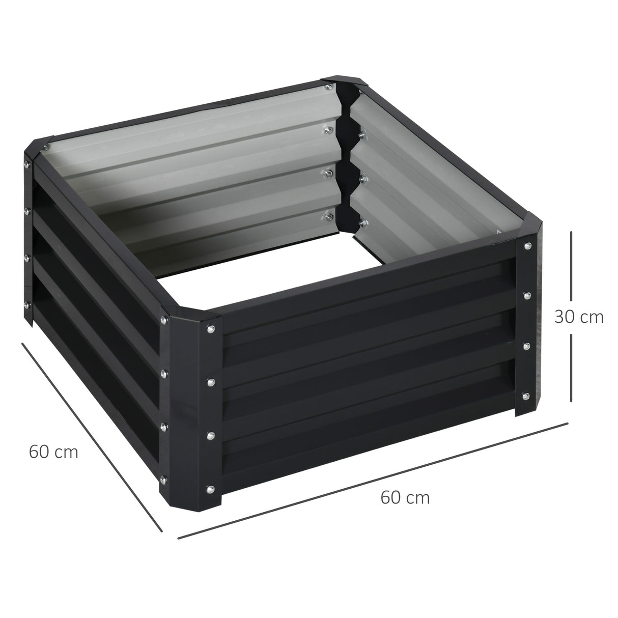 Galvanised Steel Outdoor Garden Planter Box 60cm Wide in Set Of 2 - Velmora