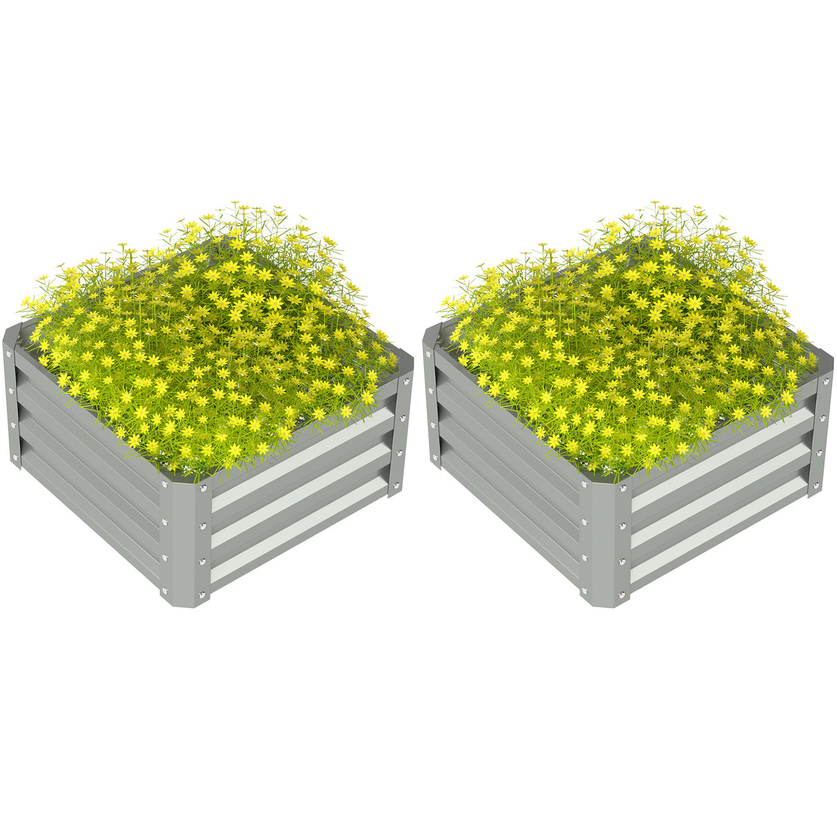 Galvanised Steel Outdoor Garden Planter Box 60cm Wide in Set Of 2 - Velmora
