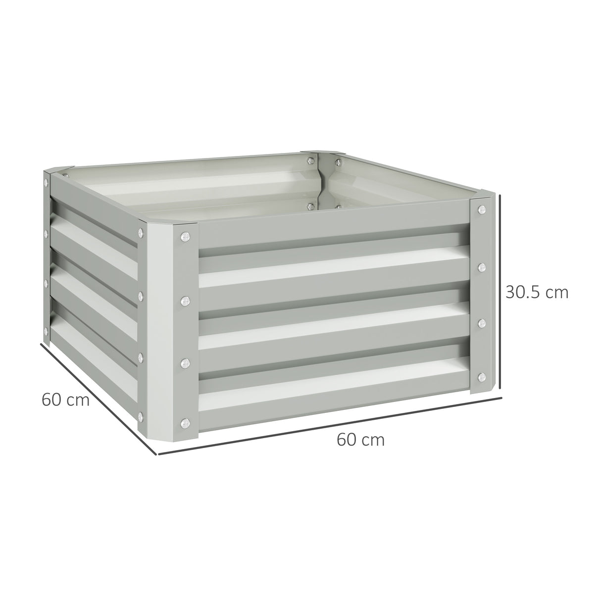 Galvanised Steel Outdoor Garden Planter Box 60cm Wide in Set Of 2 - Velmora