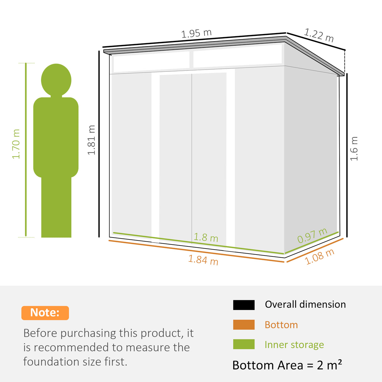 Galvanised Steel Outdoor Garden Shed 6.5ft x 4ft - Velmora