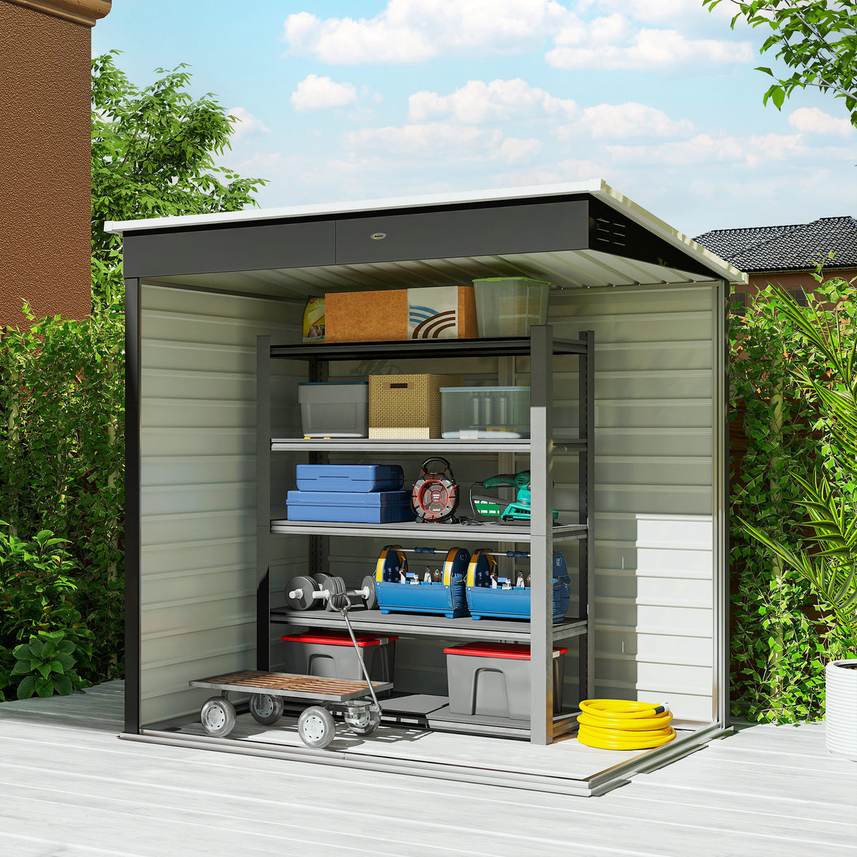 Galvanised Steel Outdoor Garden Shed 6.5ft x 4ft - Velmora