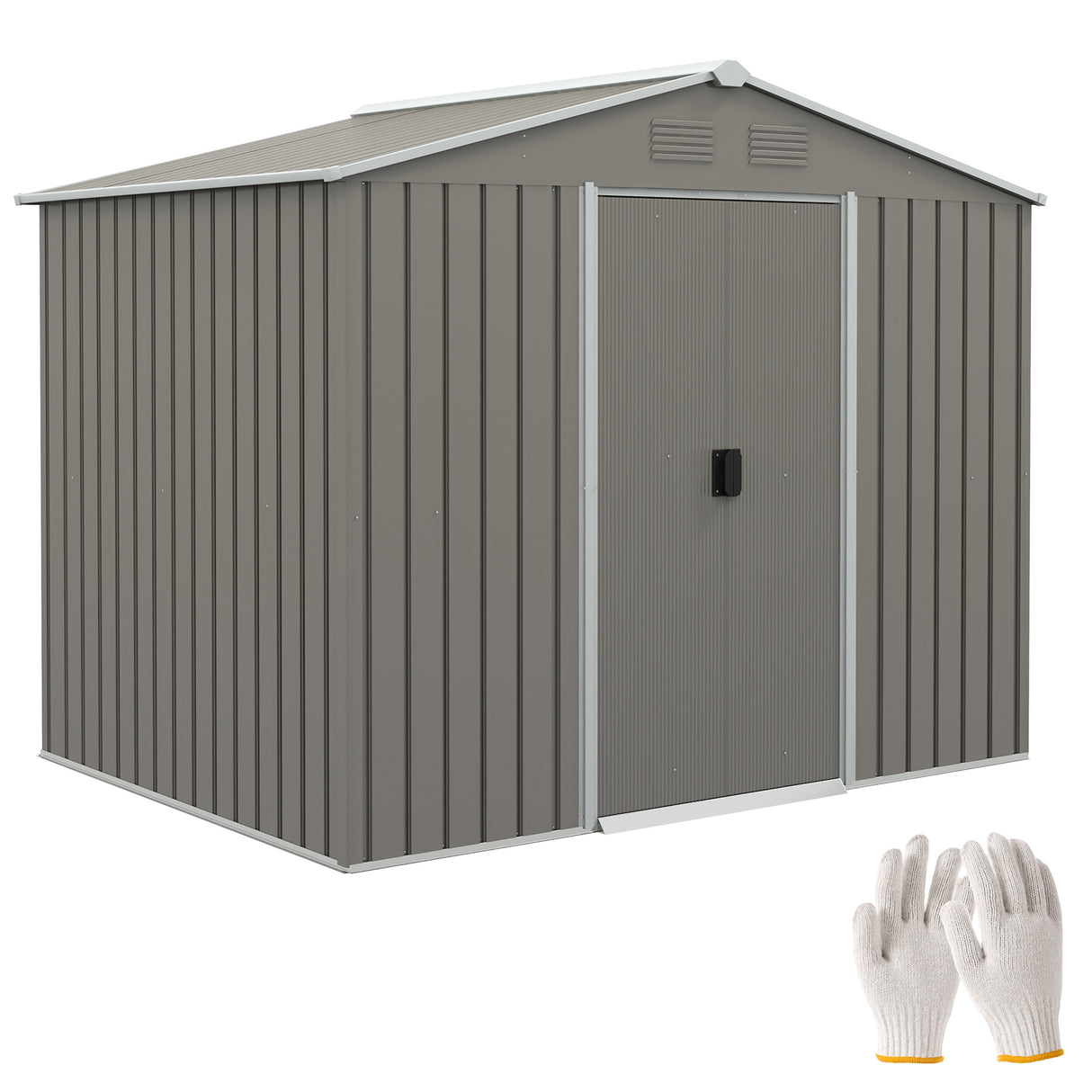 Galvanised Steel Outdoor Garden Shed 7.7ft x 5.7ft - Velmora