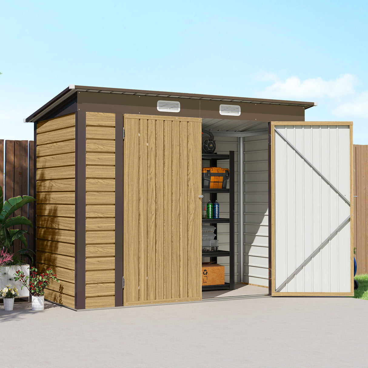 Galvanised Steel Outdoor Garden Shed 8.2ft x 4ft - Velmora