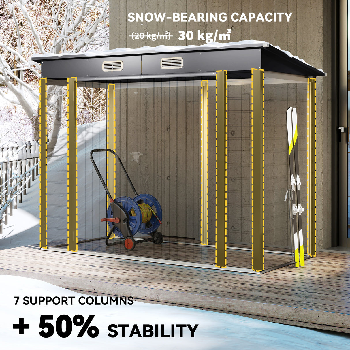 Galvanised Steel Outdoor Garden Shed 8.2ft x 4ft - Velmora