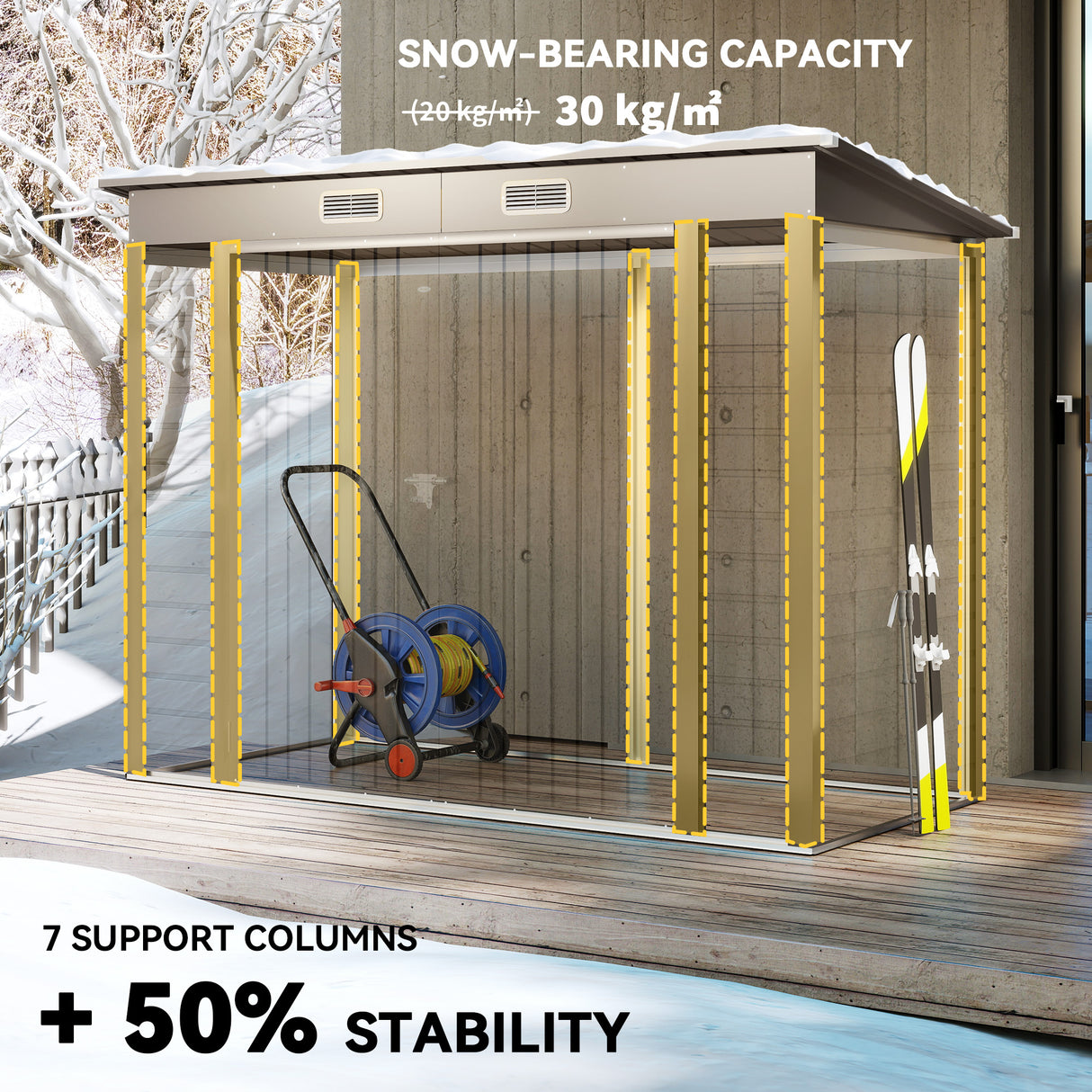 Galvanised Steel Outdoor Garden Shed 8.2ft x 4ft - Velmora