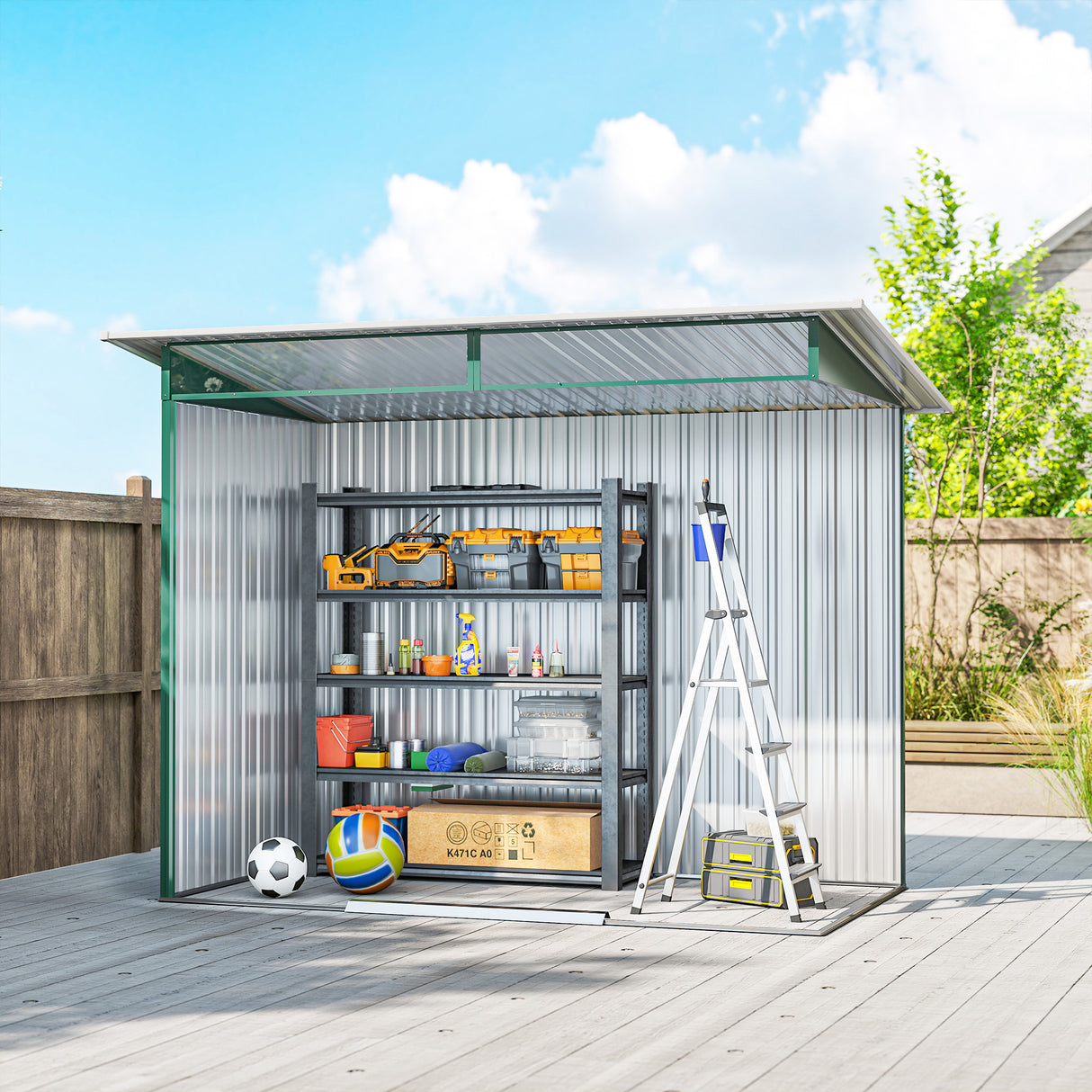 Galvanised Steel Outdoor Garden Shed 8.5ft x 4ft - Velmora