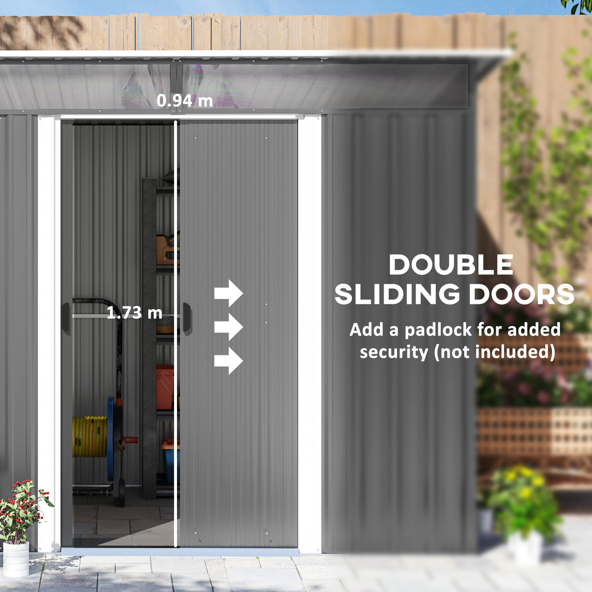 Galvanised Steel Outdoor Garden Shed 8.9ft x 6.5ft - Velmora