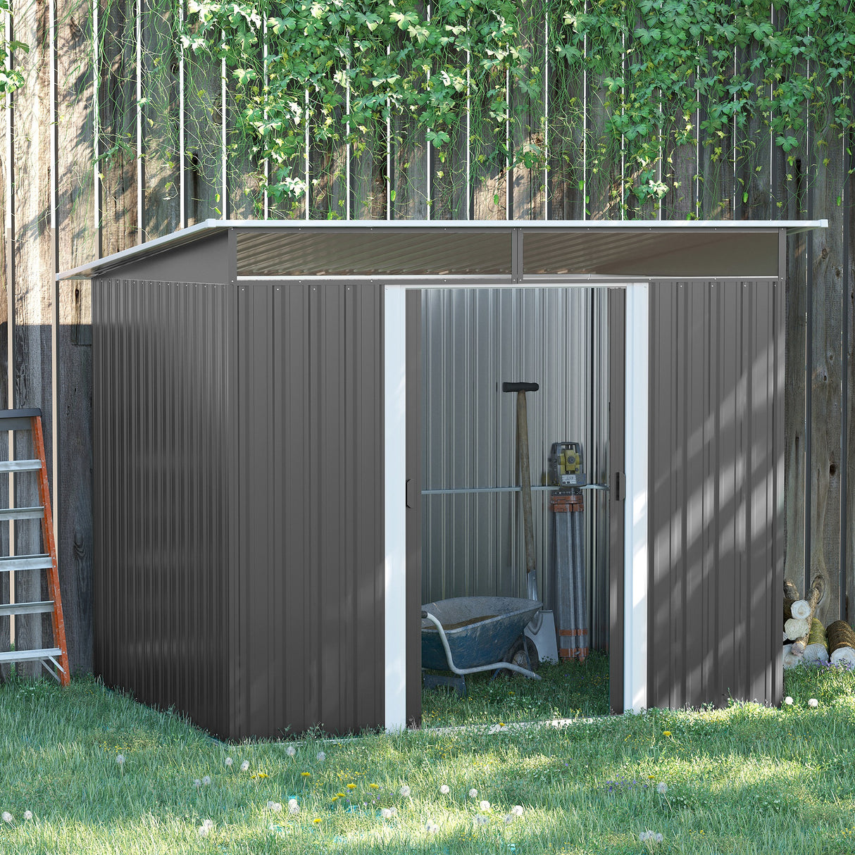 Galvanised Steel Outdoor Garden Shed 8.9ft x 6.5ft - Velmora