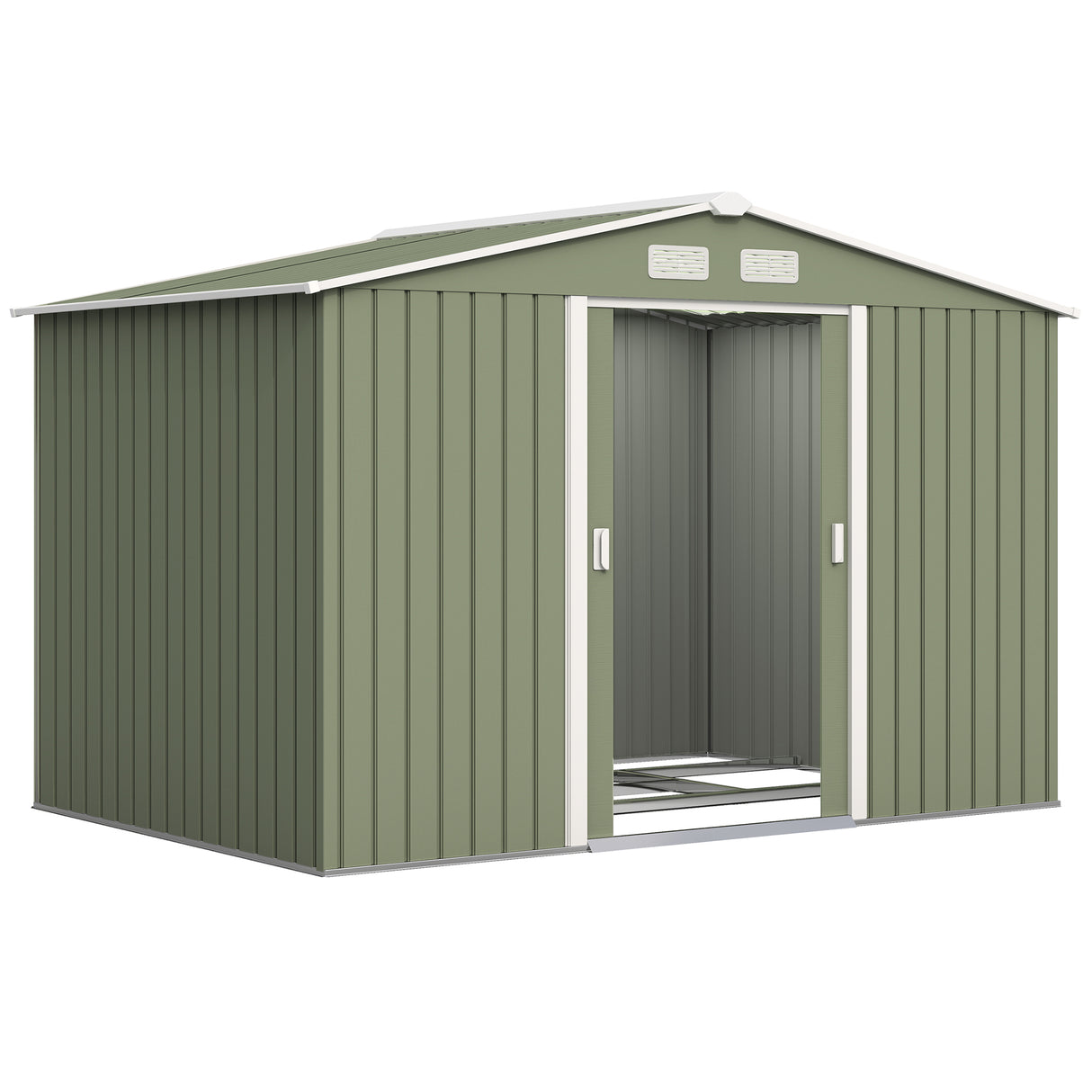 Galvanised Steel Outdoor Garden Shed 9ft x 6ft - Velmora