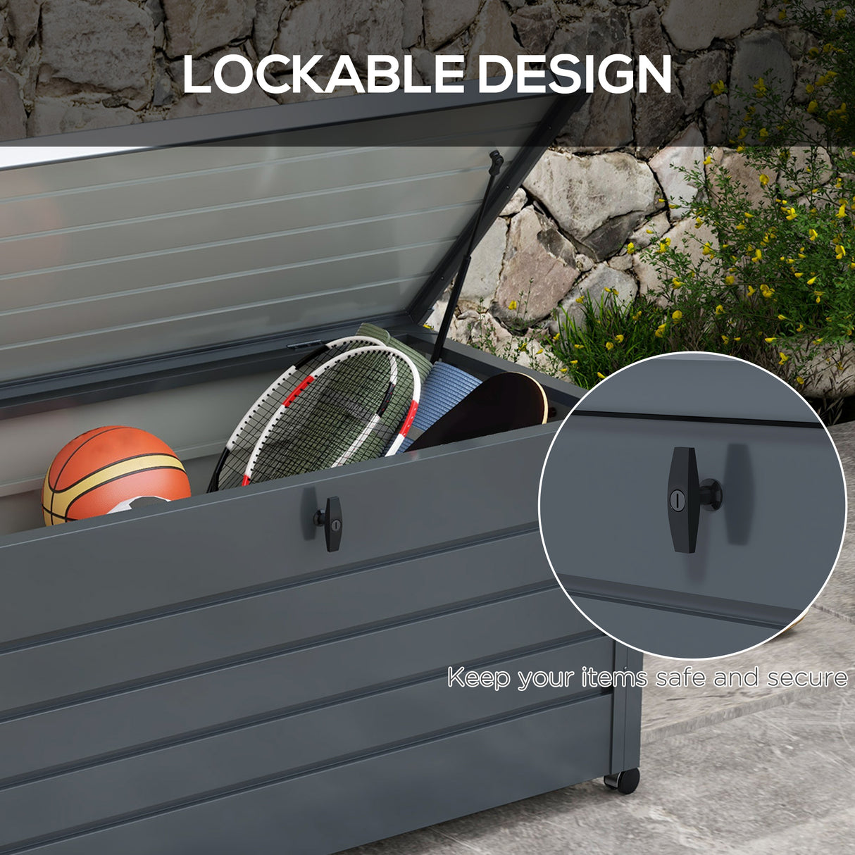 Galvanised Steel Outdoor garden Storage Box 311Ltr - Velmora