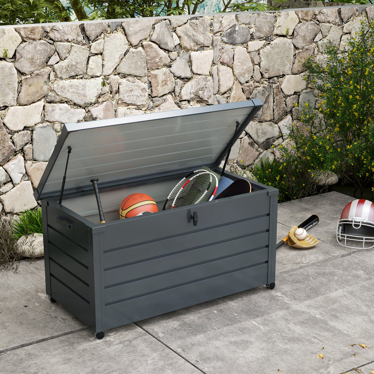 Galvanised Steel Outdoor garden Storage Box 311Ltr - Velmora