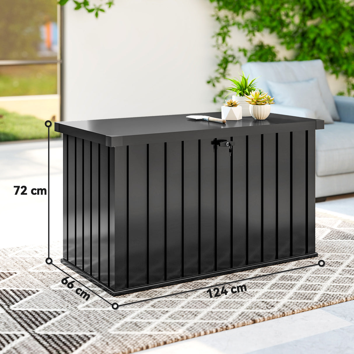 Galvanised Steel Outdoor Garden Storage Box 400Ltr - Velmora