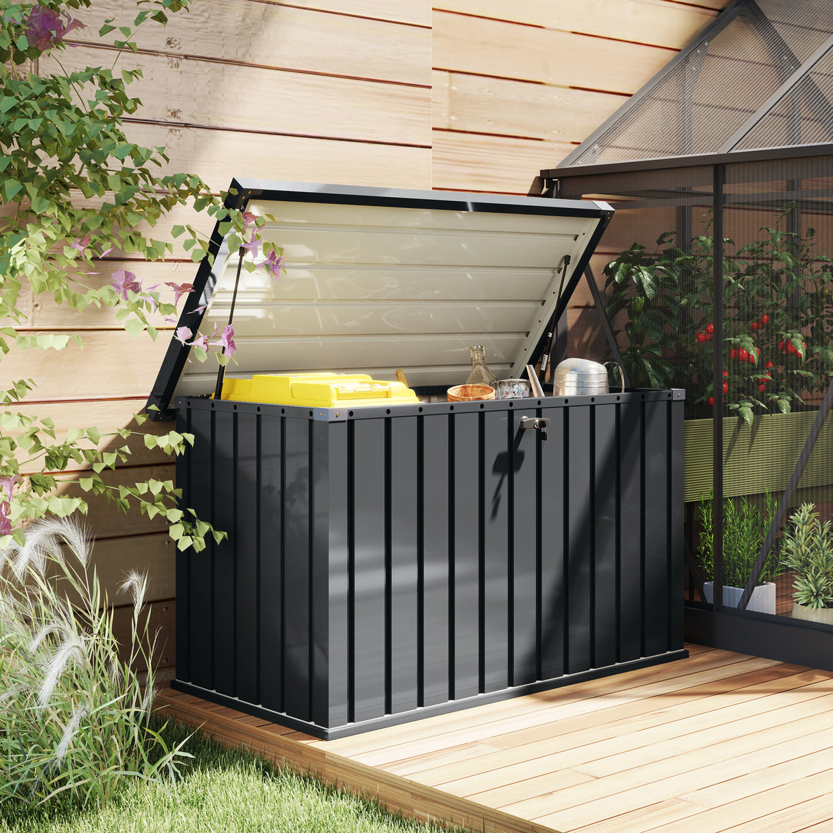 Galvanised Steel Outdoor Garden Storage Box 400Ltr - Velmora