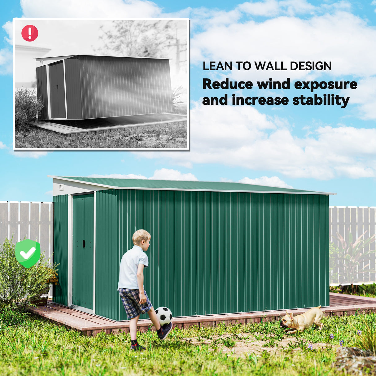 Galvanised Steel Outdoor Garden Storage Shed 11.3ft x 9.2ft - Velmora