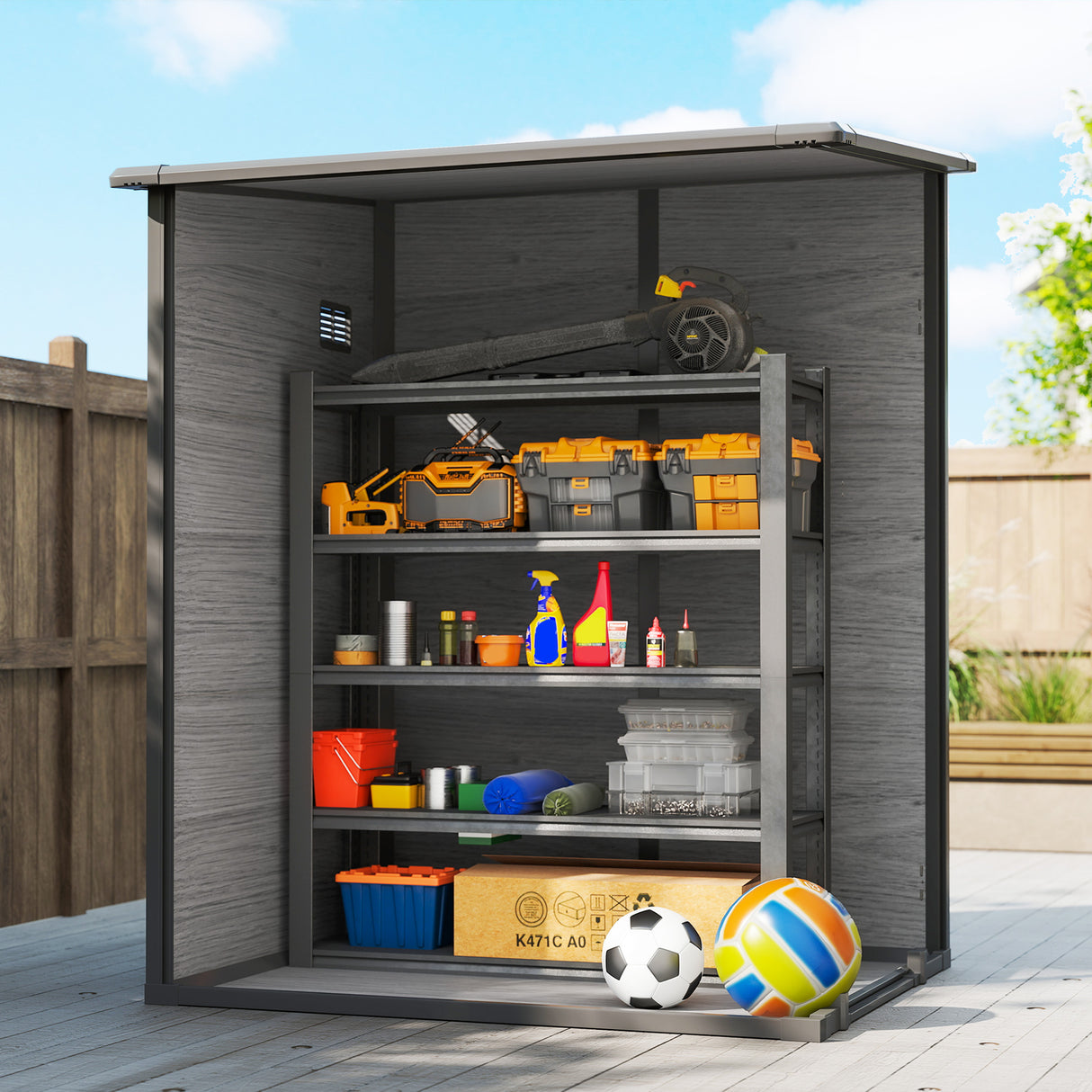 Galvanised Steel Outdoor Garden Storage Shed 4ft x 5ft - Velmora