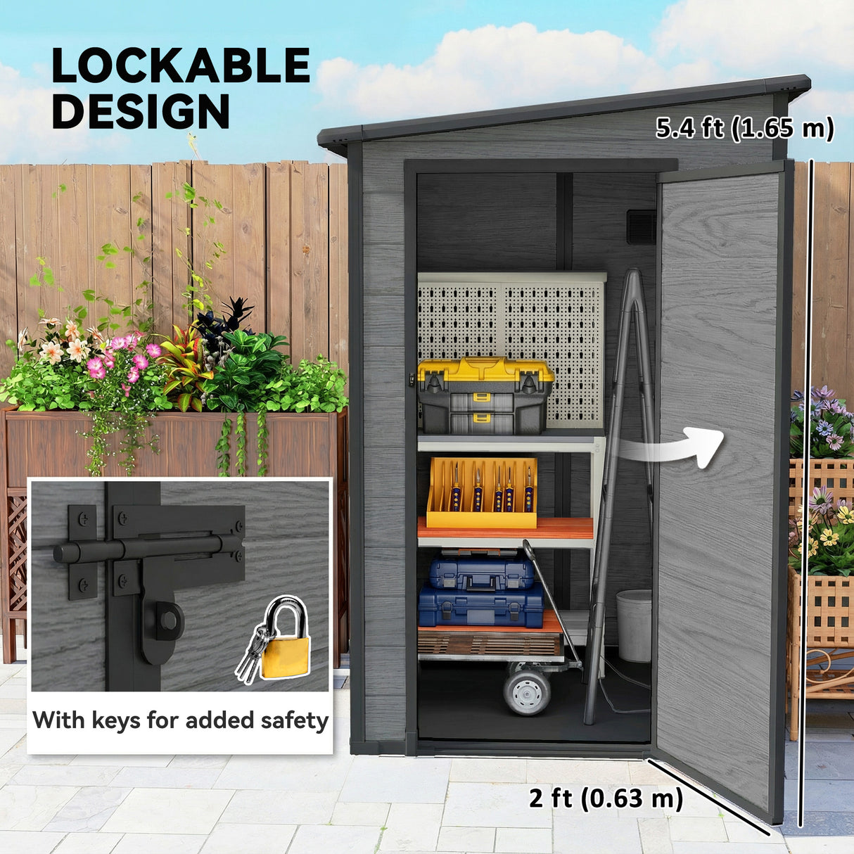 Galvanised Steel Outdoor Garden Storage Shed 4ft x 5ft - Velmora