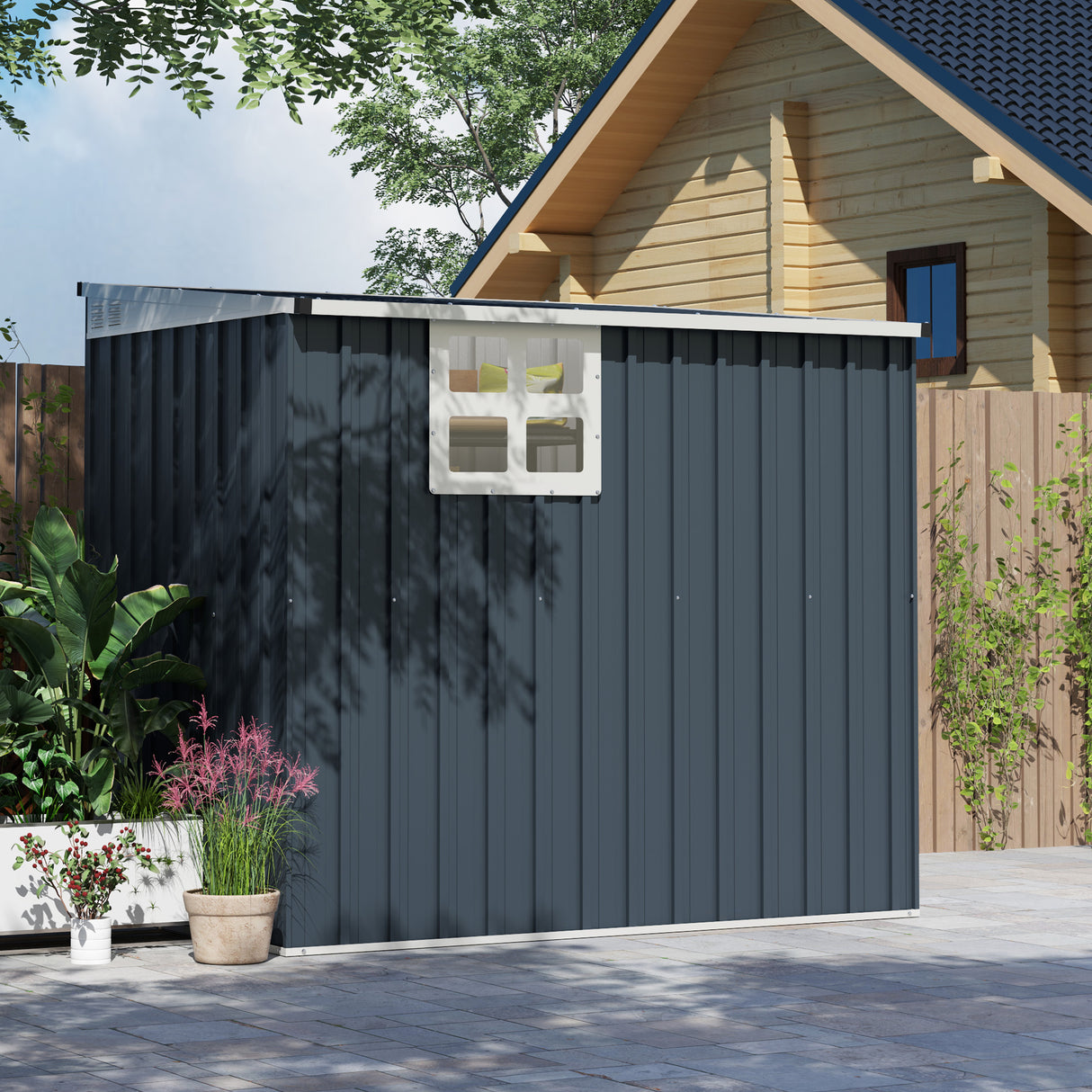 Galvanised Steel Outdoor Garden Storage Shed 4ft x 6ft - Velmora