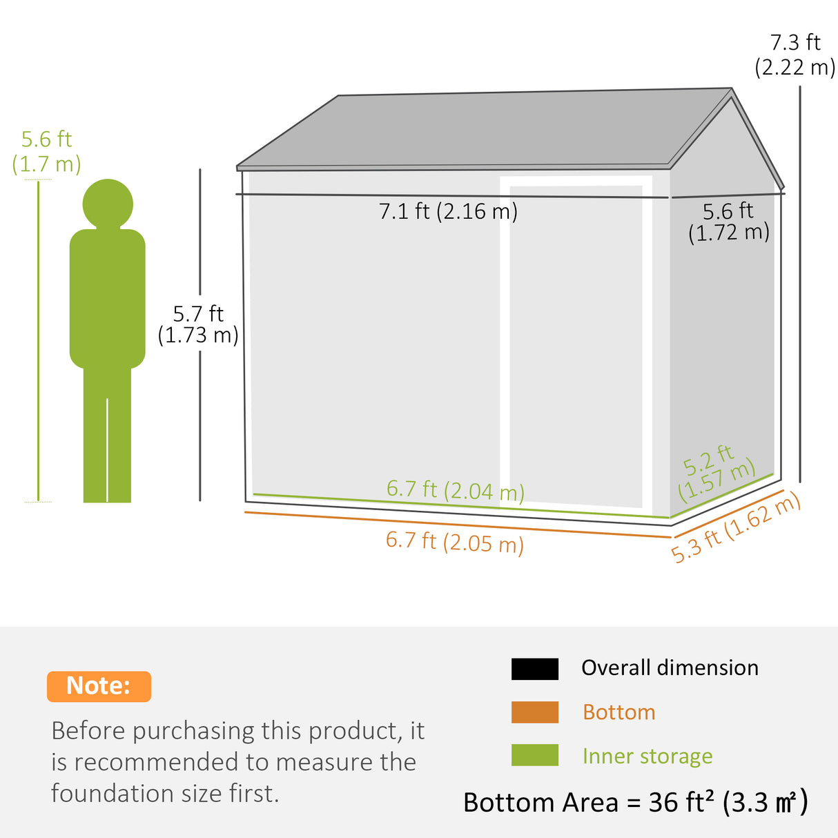 Galvanised Steel Outdoor Garden Storage Shed 7ft x 6ft - Velmora
