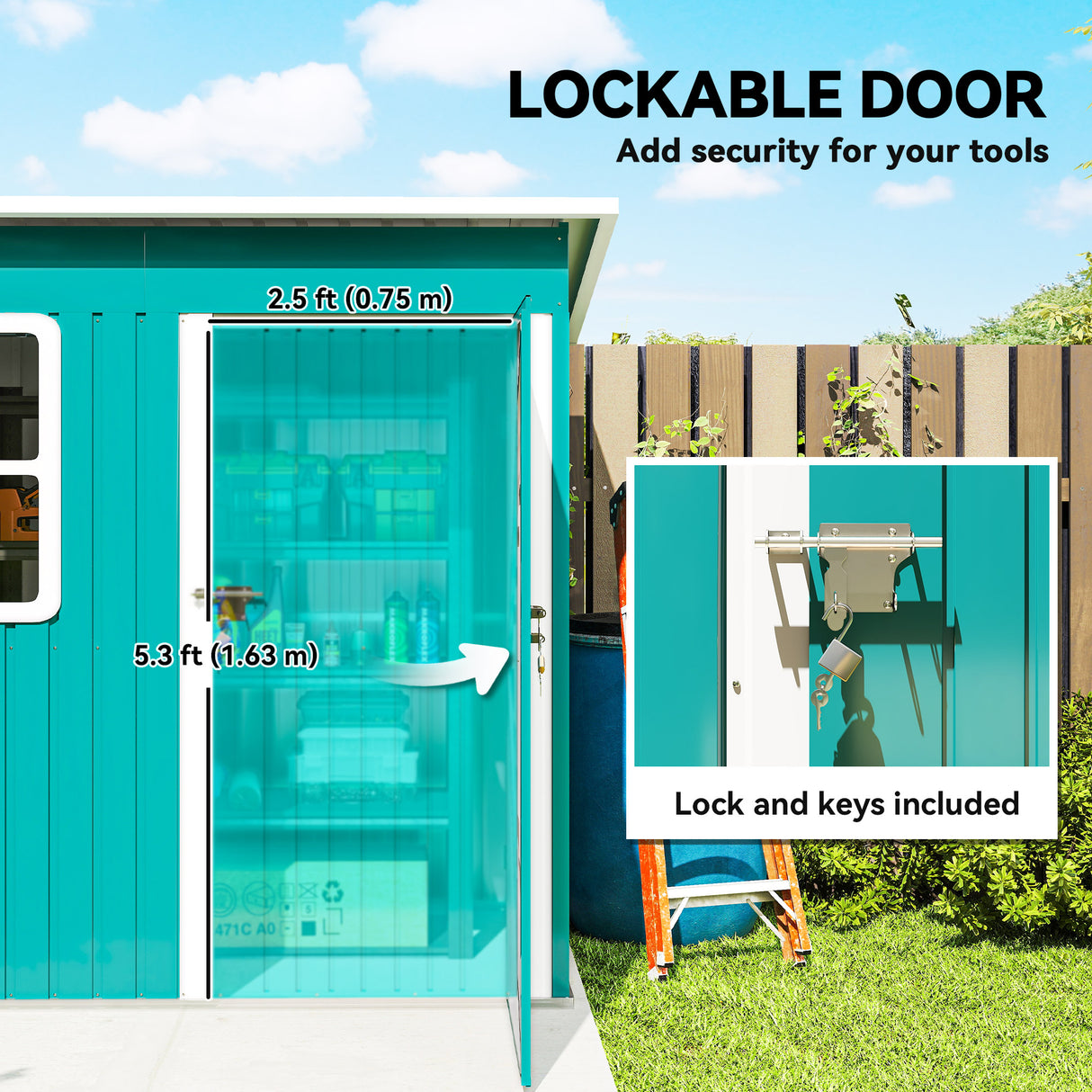 Galvanised Steel Outdoor Garden Storage Shed 7ft x 4ft - Velmora