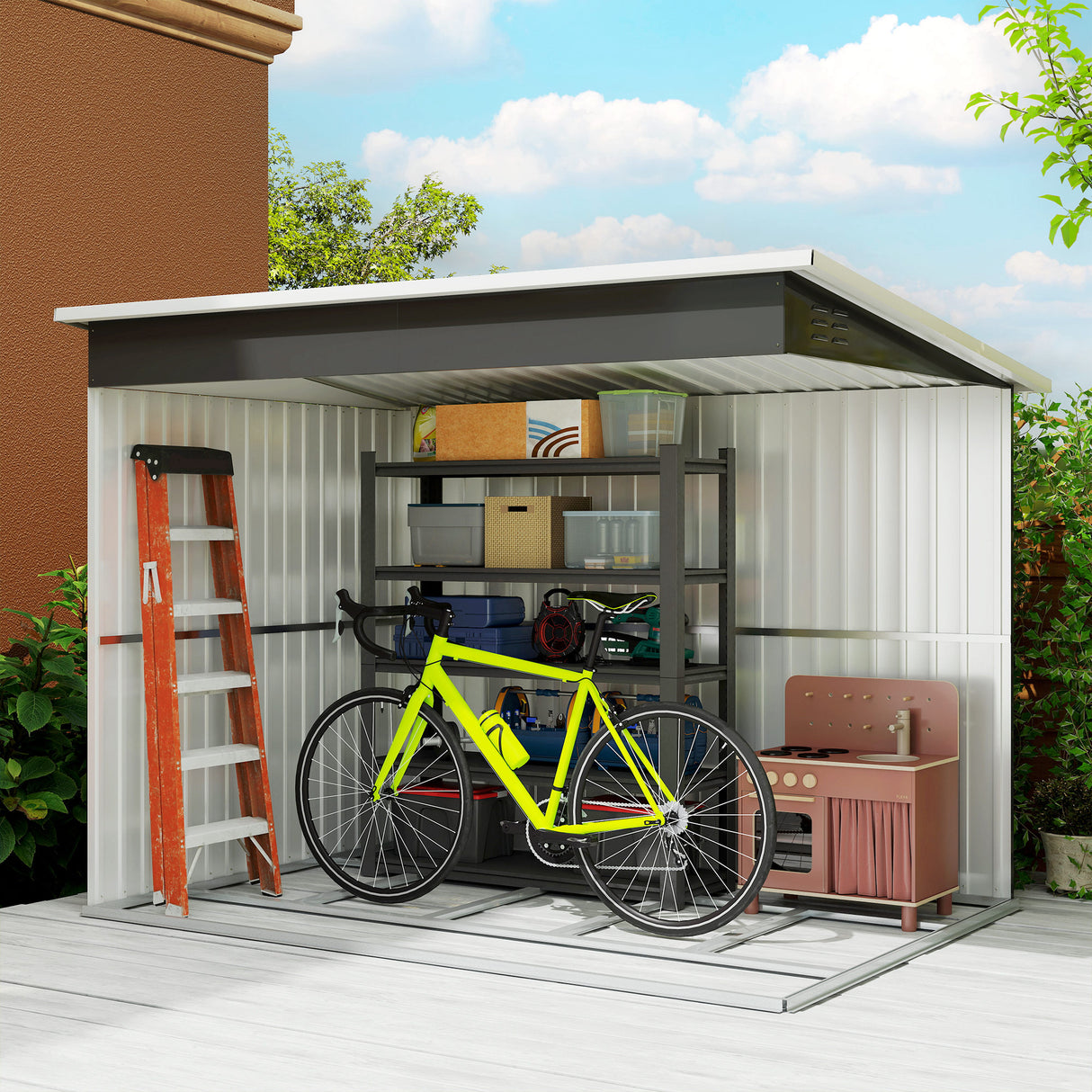 Galvanised Steel Outdoor Garden Storage Shed 8.5ft x 6ft - Velmora