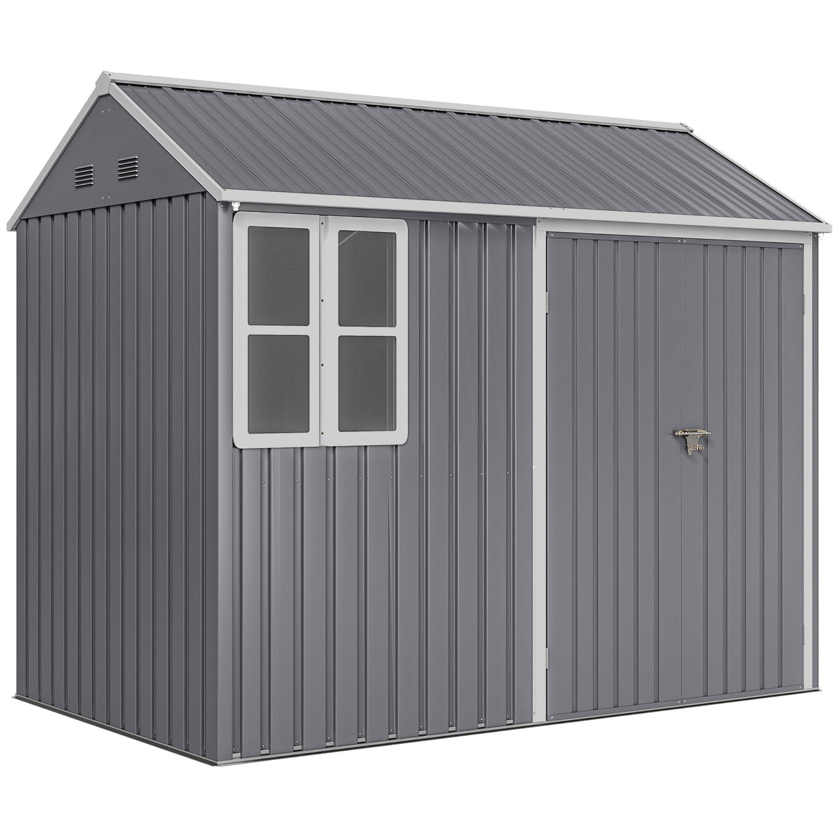 Galvanised Steel Outdoor Garden Storage Shed 8ft x 6ft - Velmora