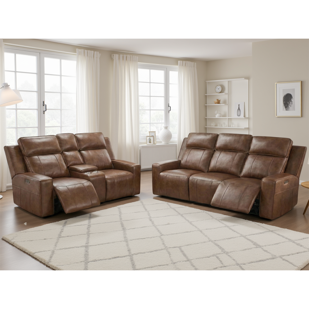 Genuine Leather 3 + 2 Seater Sofa Set Electric Recliner - Barcelona