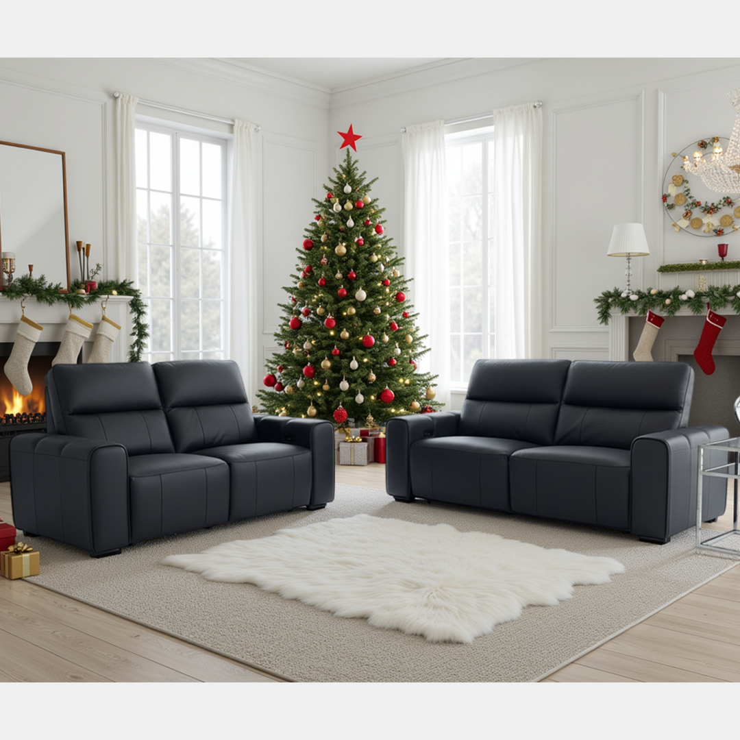 Genuine Leather 3 + 2 Seater Sofa Set Electric Recliner - Bellagio