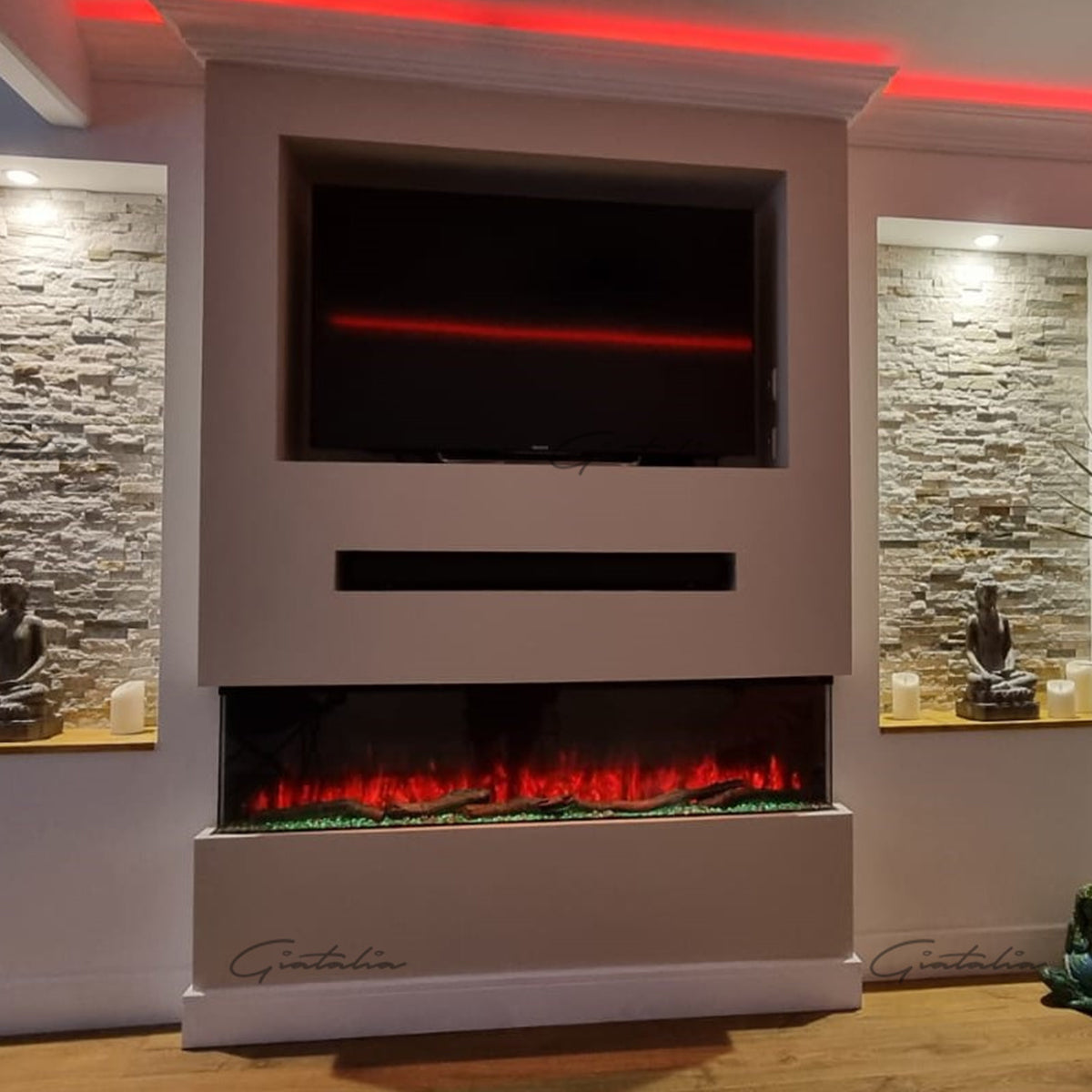 Glass 3D Panoramic Electric Fire 71 Inch - Luvelle