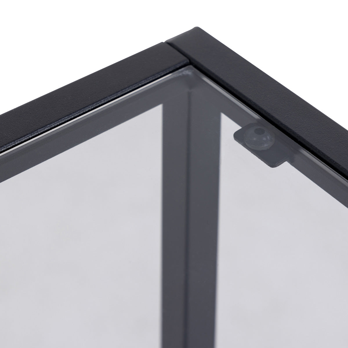 Glass Bedside Table Square With 1 Black Drawer - Randolf