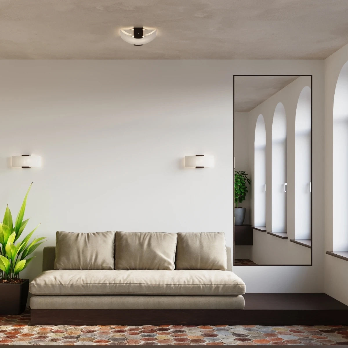 Glass Ceiling Light With Emilio Lamp With Wenge Wooden Support - Tangerine