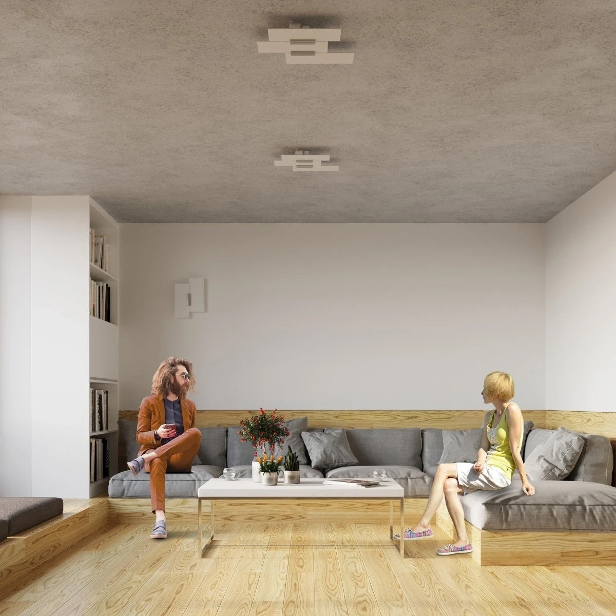 Glass Ceiling Light With Fabiano Lamp With Chrome Support - Tangerine