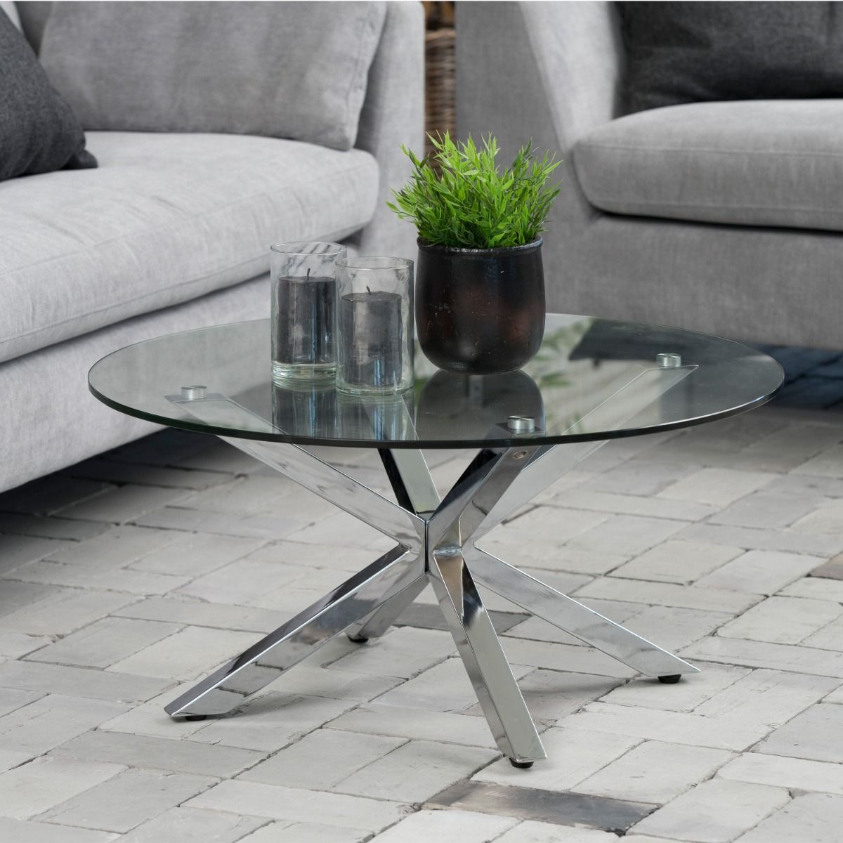 Glass Coffee Table 82cm Wide Round - Heaven