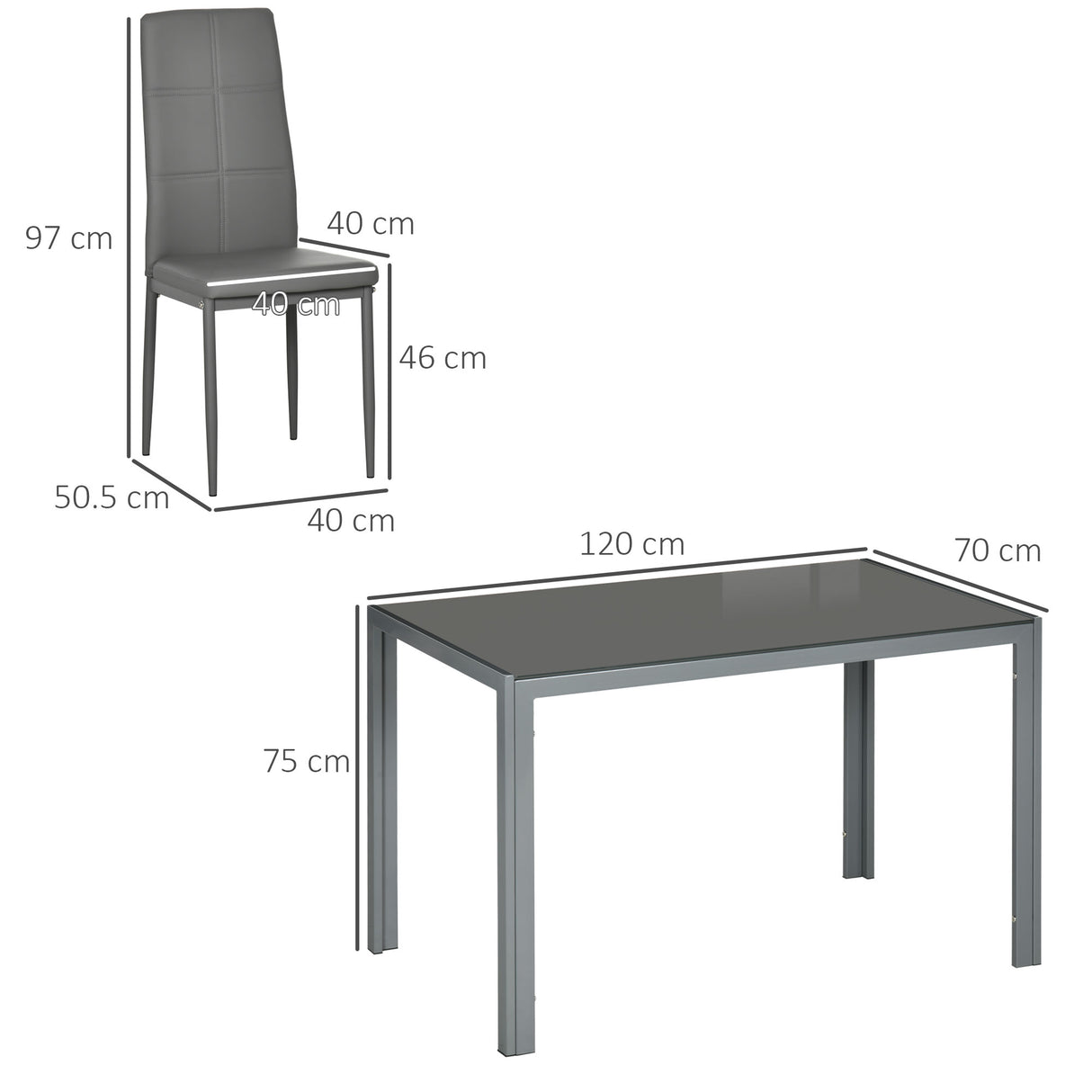 Glass Dining Table 120cm Wide Rectangular With 4 Chairs And Metal Frame - Velmora