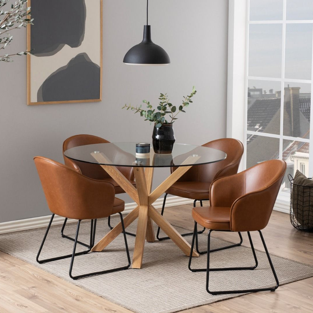 Glass Dining Table for 4 People 119cm Round - Heaven