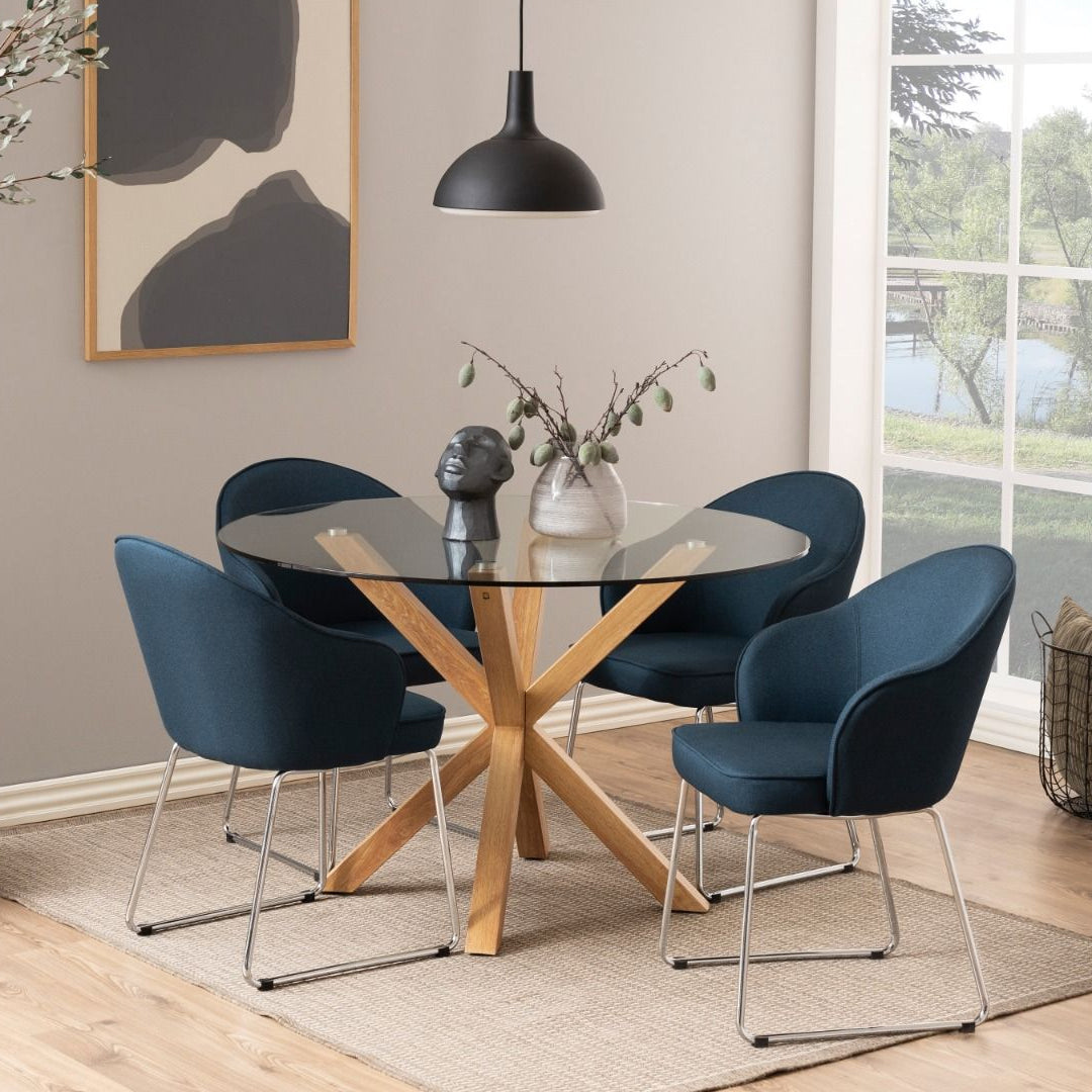 Glass Dining Table for 4 People 119cm Round - Heaven