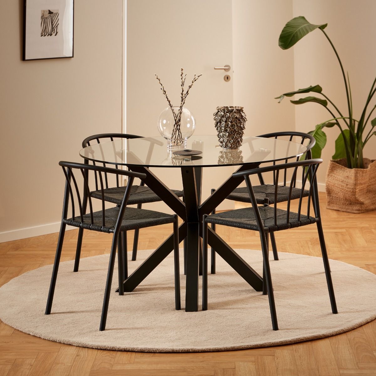 Glass Dining Table for 4 People 119cm Round - Heaven