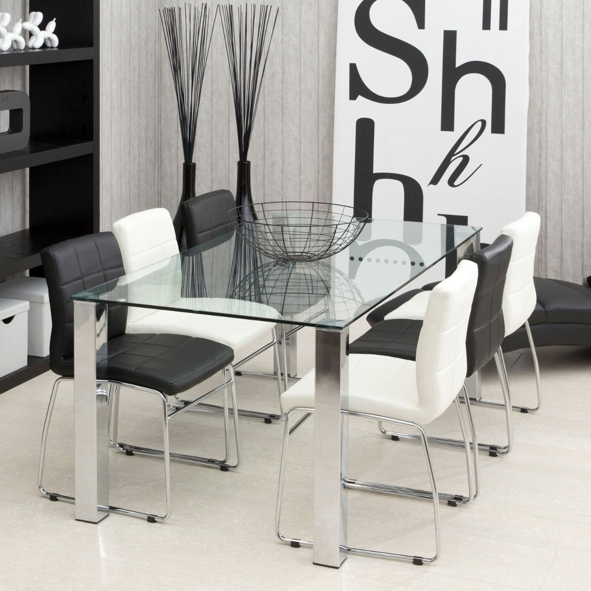 Glass Dining Table for 6 to 8 People Rectangular - Kante