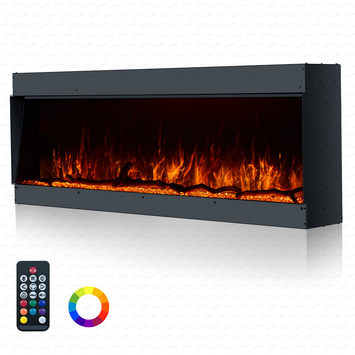 Glass Fronted Borderless And Frameless Electric Fire 60 Inch - Clarendon