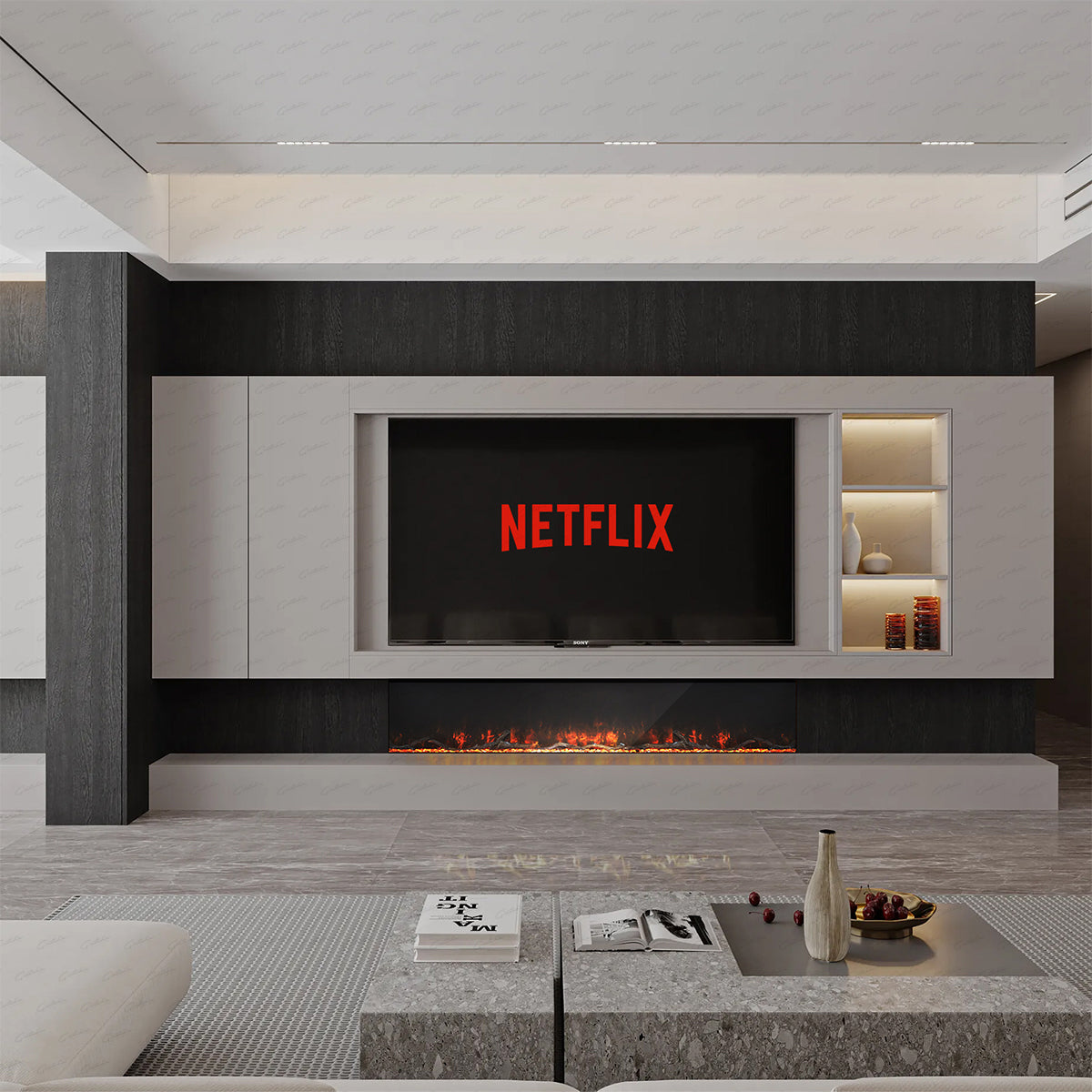 Glass Fronted Borderless And Frameless Electric Fire 71 Inch - Clarendon