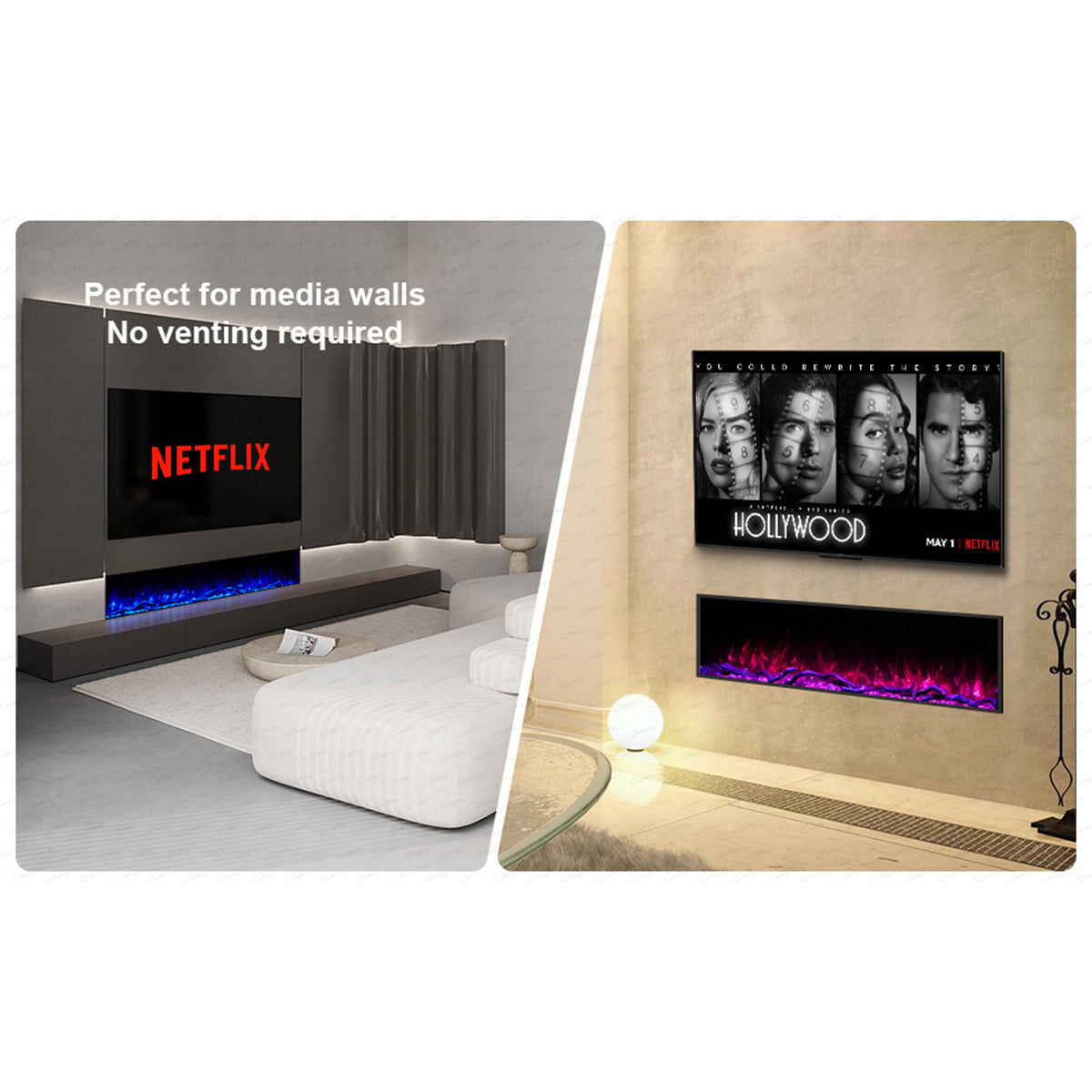 Glass Fronted Borderless And Frameless Electric Fire 80 Inch - Clarendon