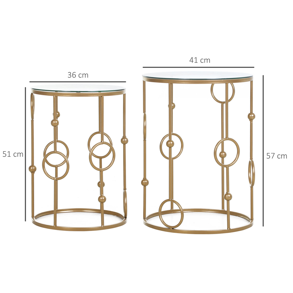 Glass Nesting Coffee Tables in Set of 2 Round - Velmora