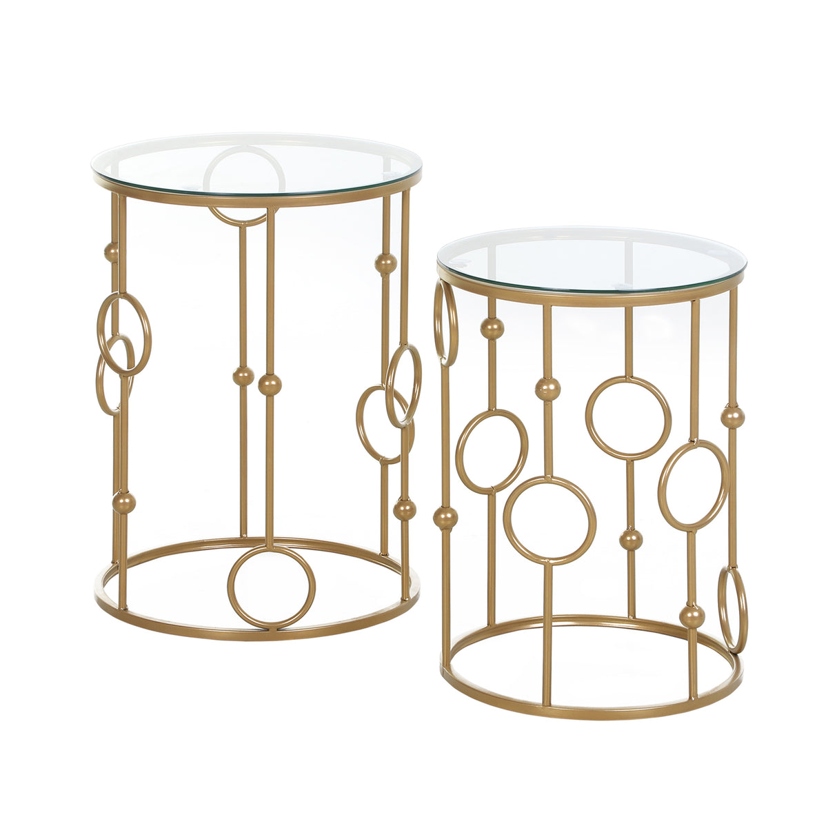 Glass Nesting Coffee Tables in Set of 2 Round - Velmora