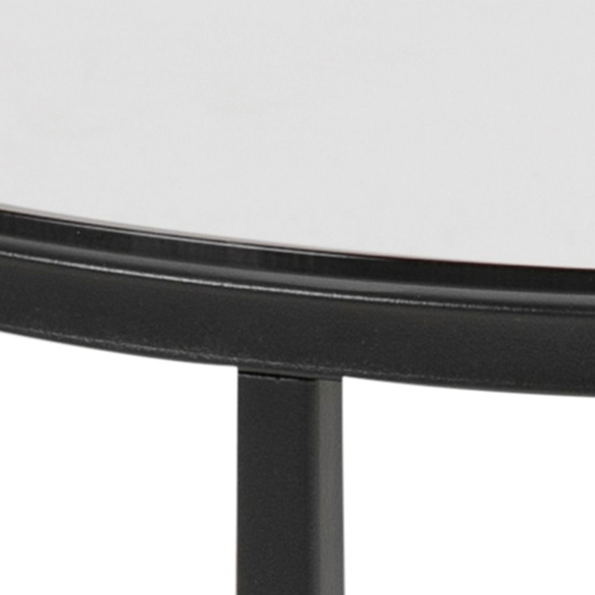 Glass Side Table Round With Black Metal X-Frame - Cross