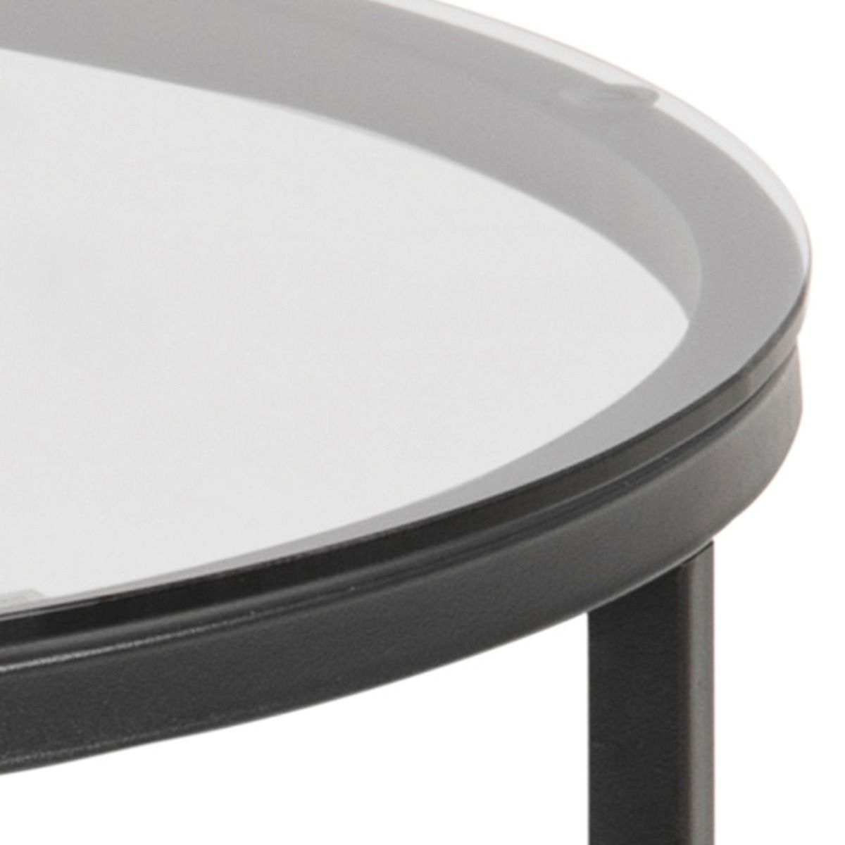 Glass Side Table Round With Black Metal X-Frame - Cross